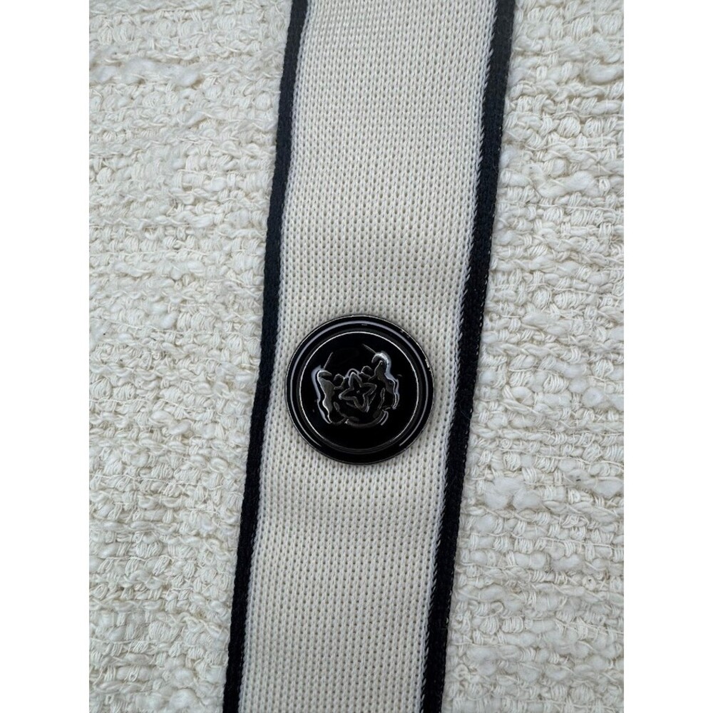 Cream Tweed Mini Skirt Contrast Trim Button Detail Parisian Style FR 36 - Picture 2 of 7